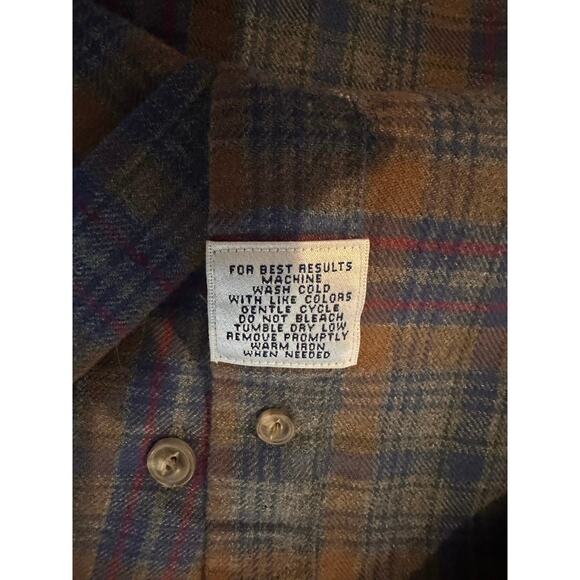 Peter Millar Men’s Cotton Plaid Flannel Brown/Blue Shirt Size L Preppy Mountain - Picture 8 of 8